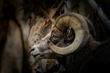 Bighorn sheep with impressive curved horns.