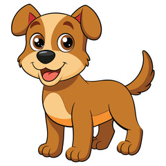 Cute Cartoon Puppy Dog Smiling &ndash; Vector Illustration on White Background
