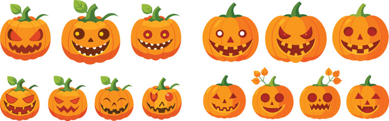Halloween pumpkin clipart set.