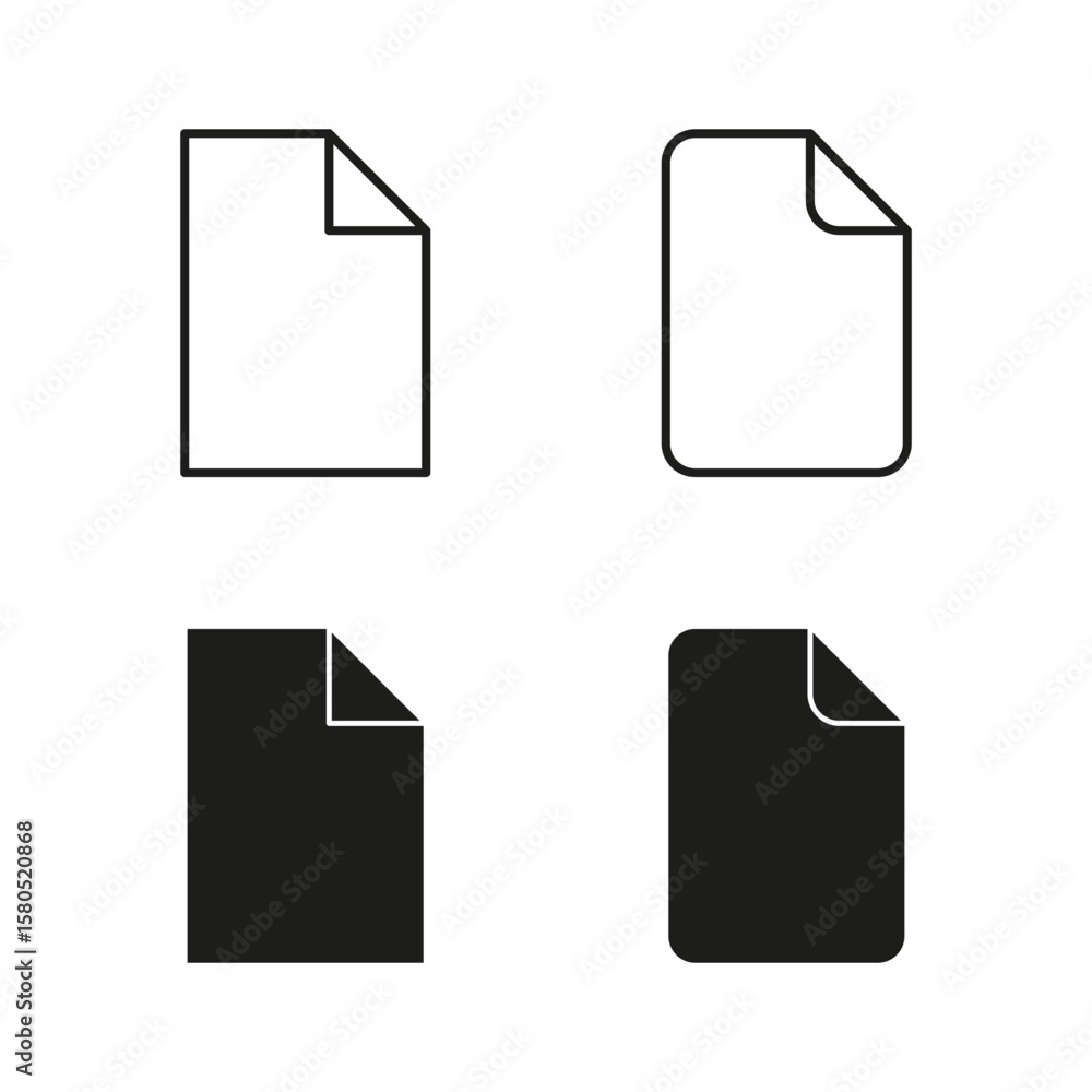 Poster document file icon. paper sheet symbol. page pictogram vector. minimal outline set.