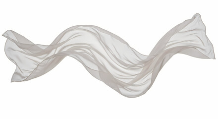 Elegant Draped Fabric: Light Grey Sheer Textile in Motion