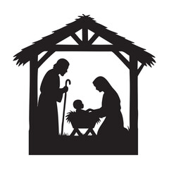 birth of   Jesus Christ silhouette