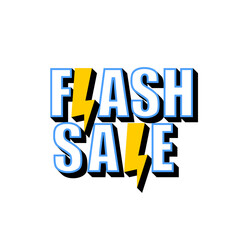 Flash Sale Text with Lightning Bolt ,Special Promotion Banner Design
