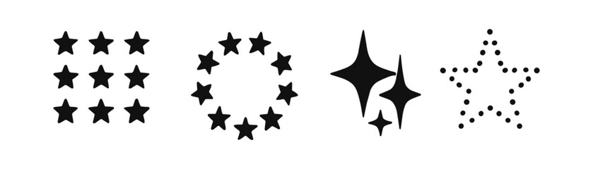 Fototapeta premium Star, sparkle silhouette icon set. stellar, glitter, shiny symbols for graphics