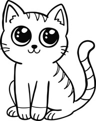 Minimalist line art cat drawing Pro Vector 