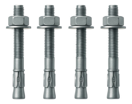 Heavy-duty wedge anchors for securing a safe to a basement floor, constructed from galvanized steel for enhanced durability.