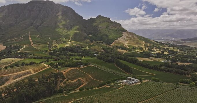 Stellenbosch South Africa Aerial v9 drone flyover Tokara wine estates, capturing scenic vineyards and breathtaking hillside mountain views at Kylemore - Shot with Mavic 3 Pro Cine - Jan 6th 2024