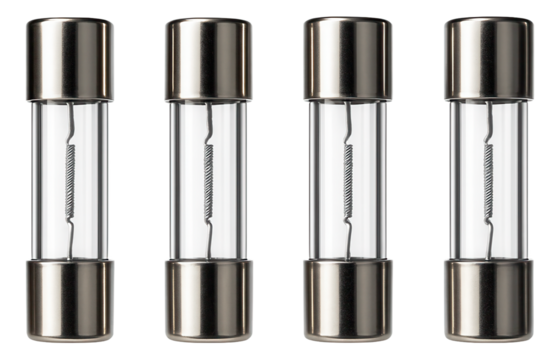 Glass cartridge fuses installed in indoor lighting fixtures for added safety.