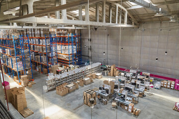 High Angle View of Large Warehouse Interior