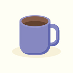 Blue Coffee Mug Flat Cartoon Illustration.eps