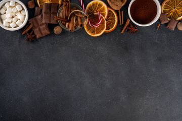 Ingredients for making hot chocolate