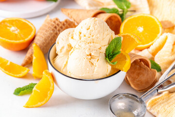 Homemade orange creamsicle ice cream