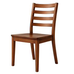 Wooden dining chair with ladder back isolated on transparent background