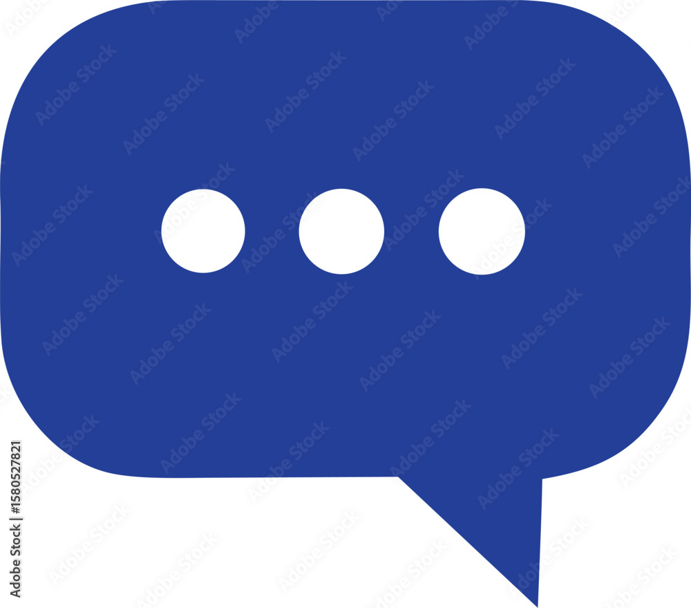 Poster a simple and clean blue chat bubble icon with three white dots indicating an ongoing conversation or