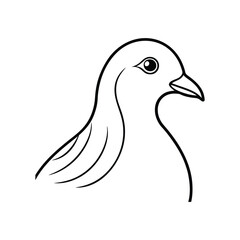a dove bird head line art silhouette vector illustration on white background