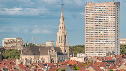 Aerial timelapse of Saint Servatius Church in Schaerbeek, Brussels, Belgium.