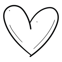 Hand drawn doodle cute heart on white background.
