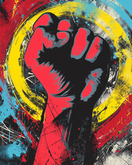 Laconic graffiti and street art vector illustration series, Rhythm of the Streets, depicting urban life aspects through bold, expressive shapes and sharp lines in a vibrant palette.