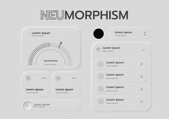 3D Neumorphic Soft UI Design. 3D Bottons.