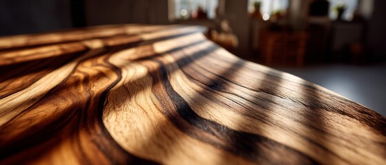 Warm Brown Wooden Tabletop Texture with Light and Shadow
