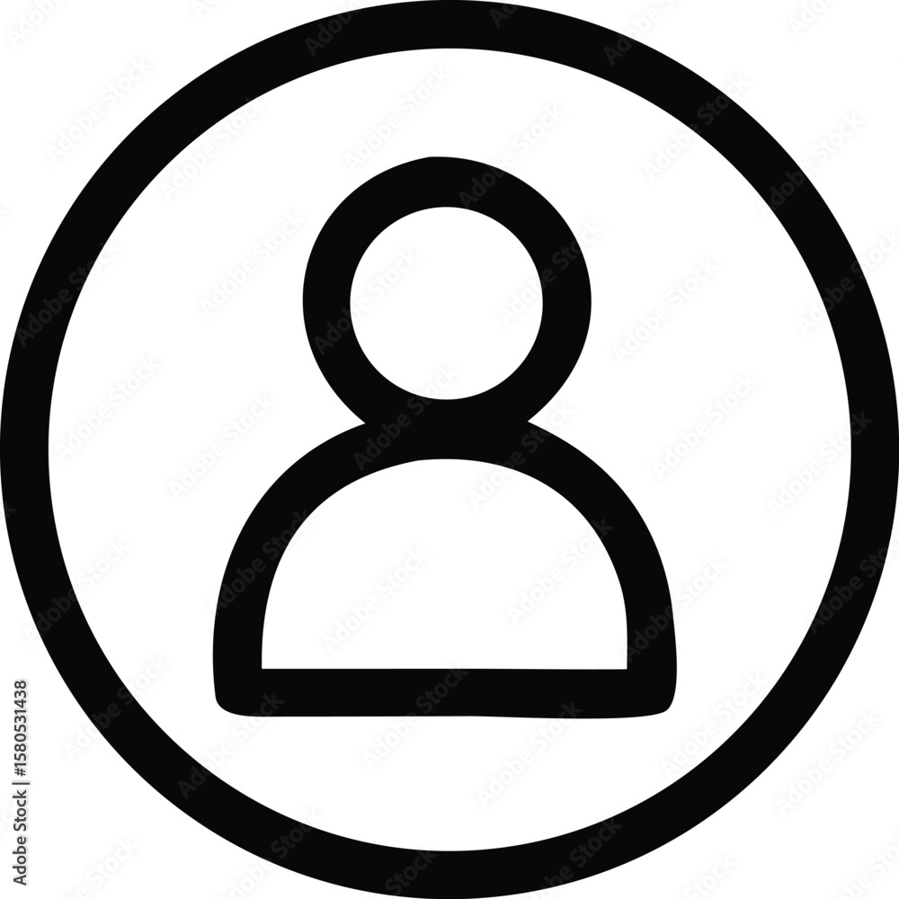 Poster a simple black outline of a person icon inside a circle representing a user profile or account