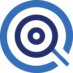 Abstract concentric circles and arcs in varying shades of blue and white forming a stylized target or ripple effect