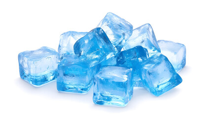 Obraz premium Blue ice cubes isolated on white background