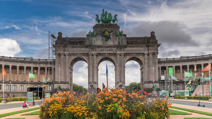 Timelapse of the Cinquantenaire Arcade in Parc du Cinquantenaire, Brussels, Belgium.