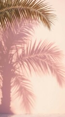palm tree shadows on pastel pink background wall mockup