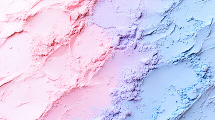 Pastel pink and blue textured surface with gradient transition, cosmetic eyeshadows for makeup