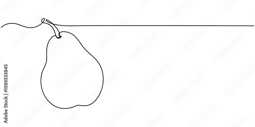 Poster abstract shaped pear. single line pear icon, pear minimal vector line illustration. single lineart d