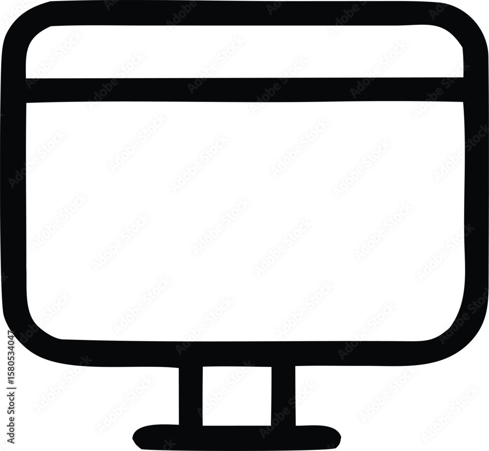 Fototapete Simple black outline drawing of a computer monitor with a rounded screen and a square base representing technology and digital display