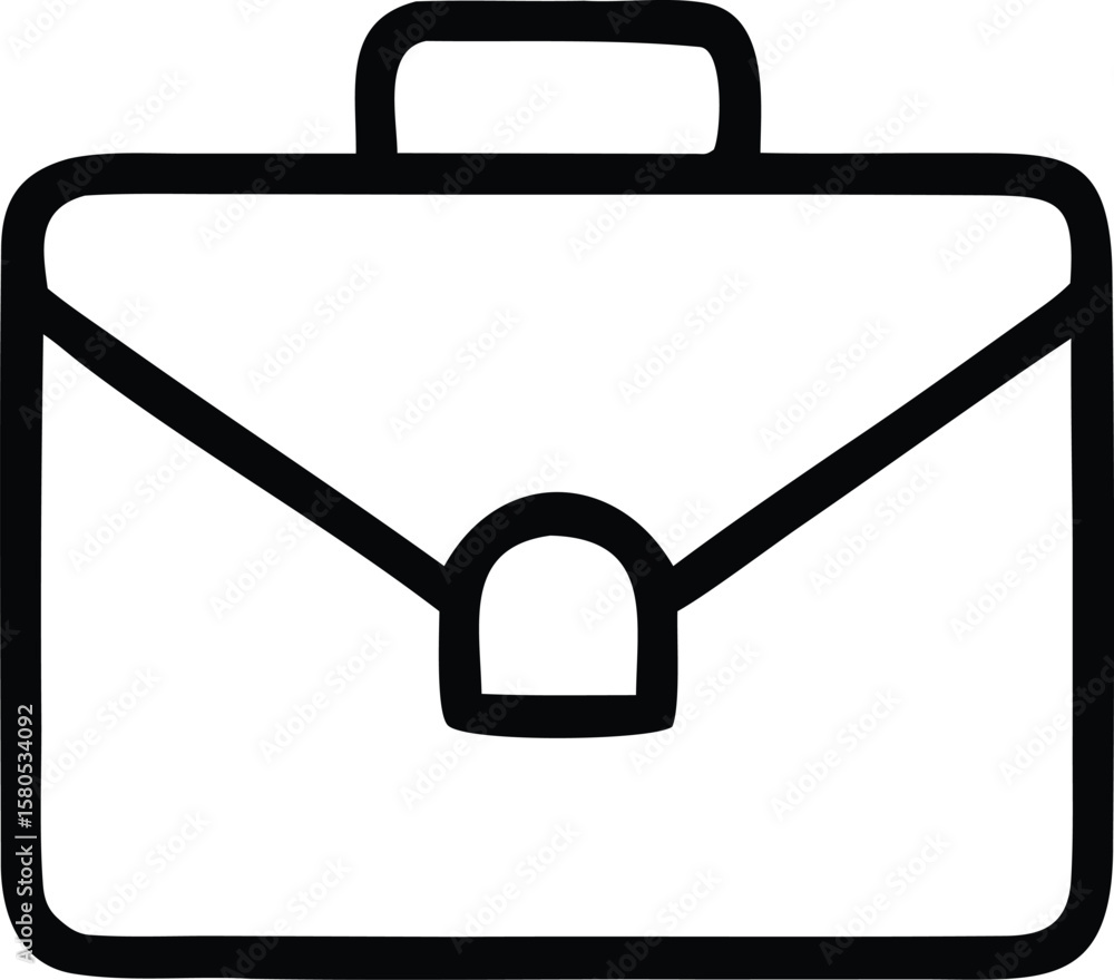 Poster simple black outline icon of a briefcase or portfolio bag with a handle and clasp