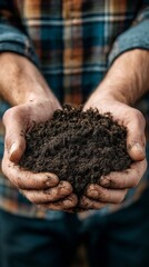 Hands Holding Dark Brown Soil