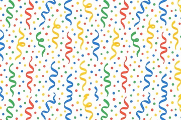 Fototapeta premium Festive Confetti Pattern with Colorful Spirals and Dots in a Bright Background
