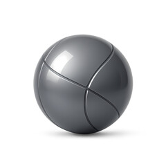 3D render of a metallic petanque or bocce ball with curved seam lines. Sleek design ideal for classic outdoor game or minimal sport icon