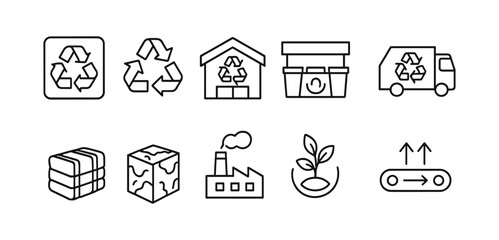 Eco, recycling line icon set. waste management, sustainability linear collection