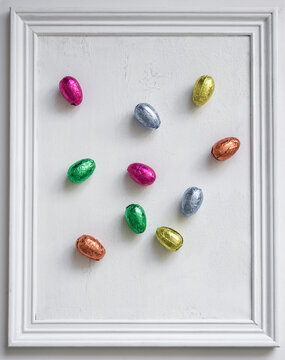 Chocolate easter eggs in a frame
