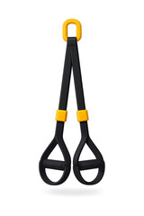 3D render of suspension trainer straps for bodyweight training and functional fitness, isolated with realistic studio lighting