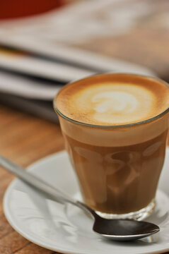 flat white or cafe latte in a glass