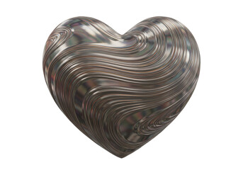 Isolated Metallic Heart with Swirling Texture