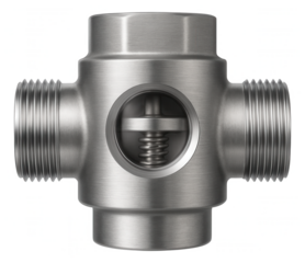 Stainless steel check valve for use in a private house's water heater to ensure unidirectional flow.
