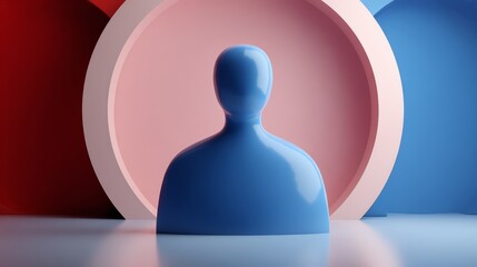 A minimalist figure in vibrant colors, symbolizing identity and diversity concepts.