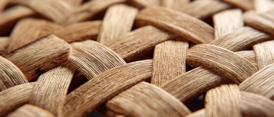 Obraz premium Close-Up Detailed Woven Texture of Light Brown Natural Material