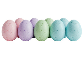 Isolated Pastel Easter Eggs in a Row
