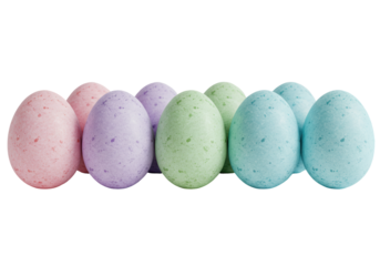 Isolated Pastel Easter Eggs in a Row