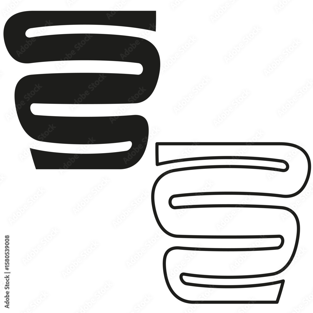 Aufkleber rounded letter s. smooth curve icon. bold solid vector. balanced form symbol.