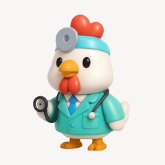 Fototapeta premium Cartoon chicken doctor character