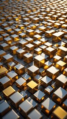 Obraz premium Abstract background of gold and silver cubes, modern art, geometric pattern design