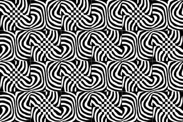 Mesmerizing Optical Illusion Pattern with Black and White Circular Swirls